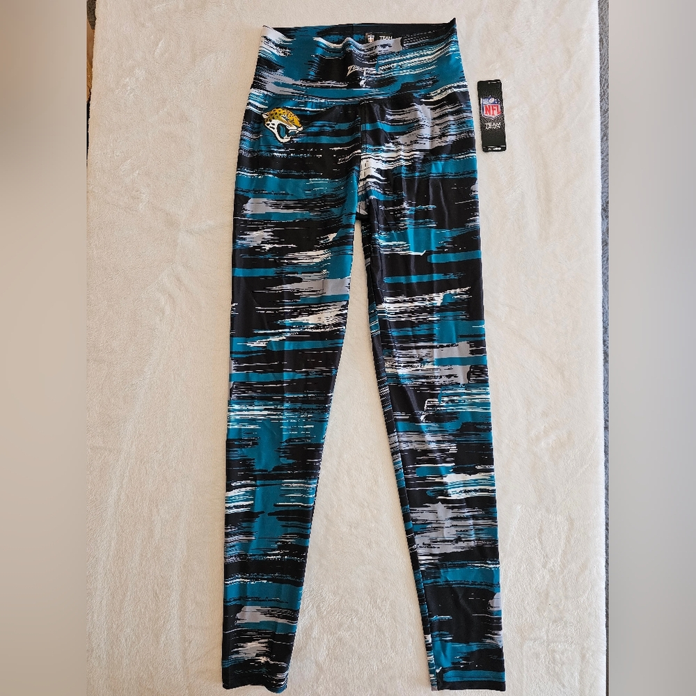 NWT Zubaz NFL WOMEN'S JACKSONVILLE JAGUARS TEAM COLOR BRUSHED PAINT LEGGING L